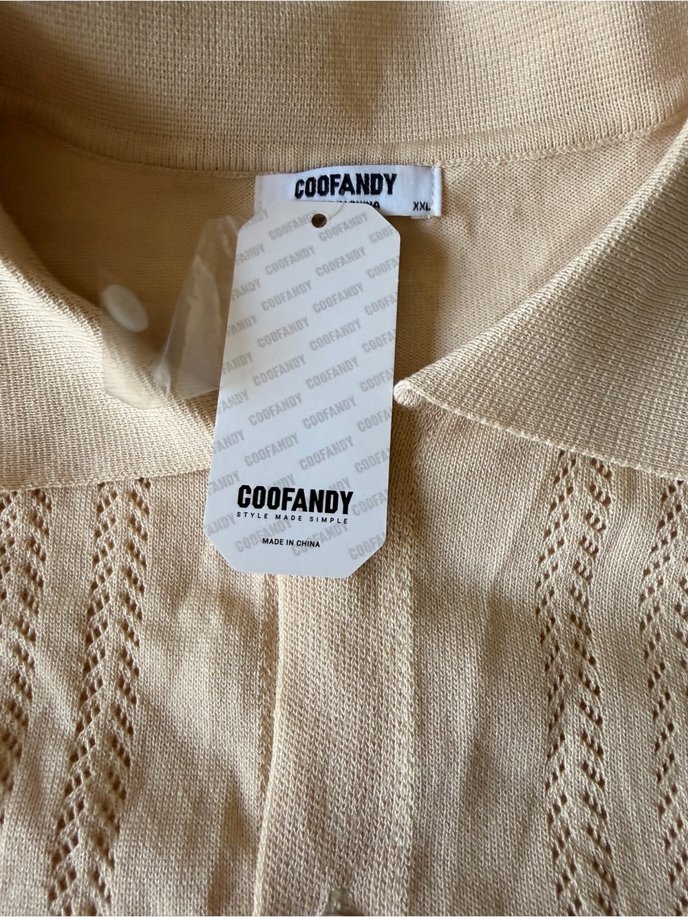 COOFANDY Men's Cream Button-Down Casual Shirt